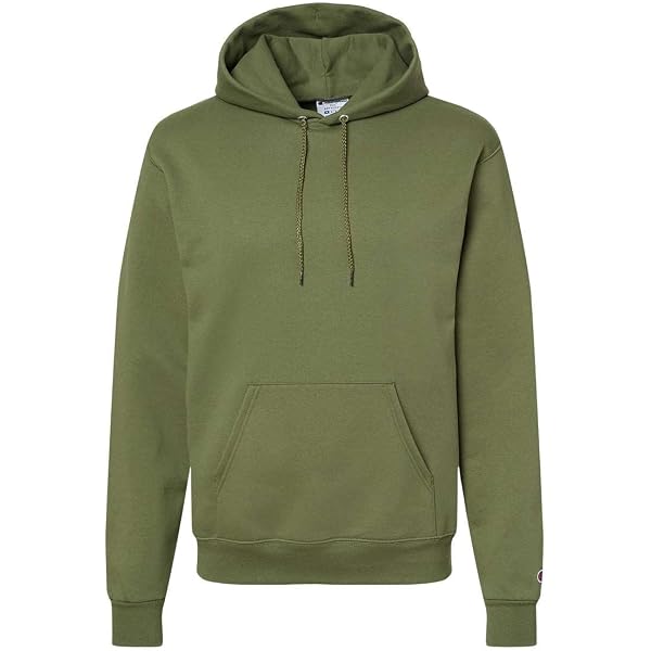 Champion Mens Powerblend Hooded Sweatshirt, L, Fresh Olive at